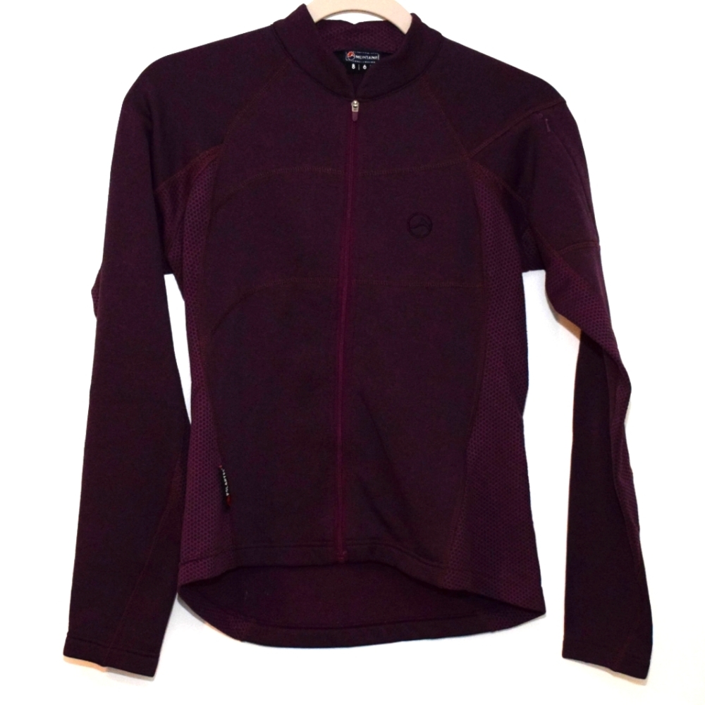 Montane Womens Fleece Full Zip Mid Layer Jacket 6 Burgundy Thermal Run Hike Gym